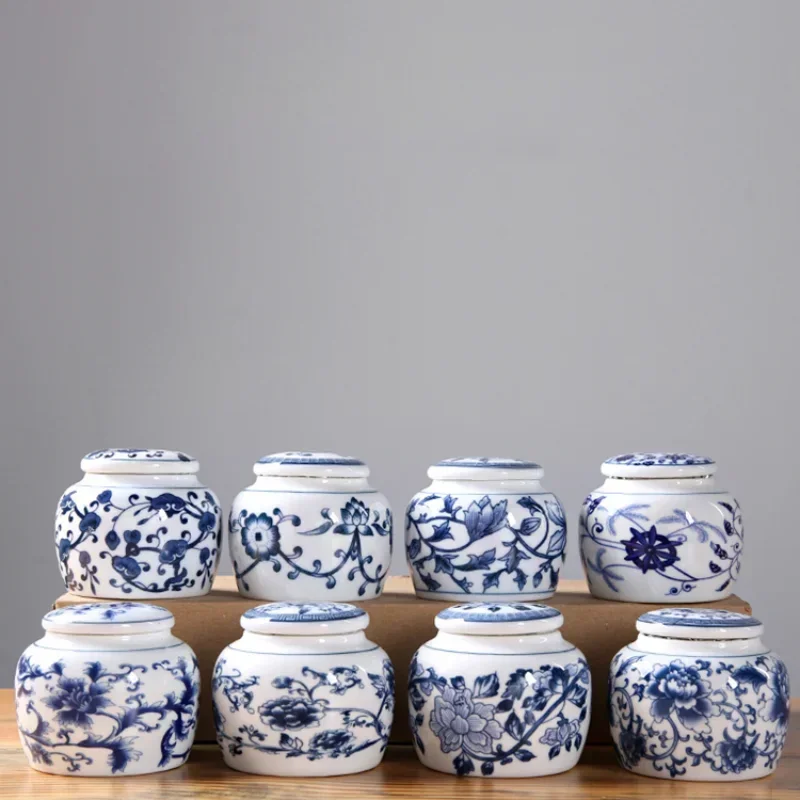 Coffee Tea In Chinese - Chińska niebiesko-biała porcelana Ceramiczny pojemnik na