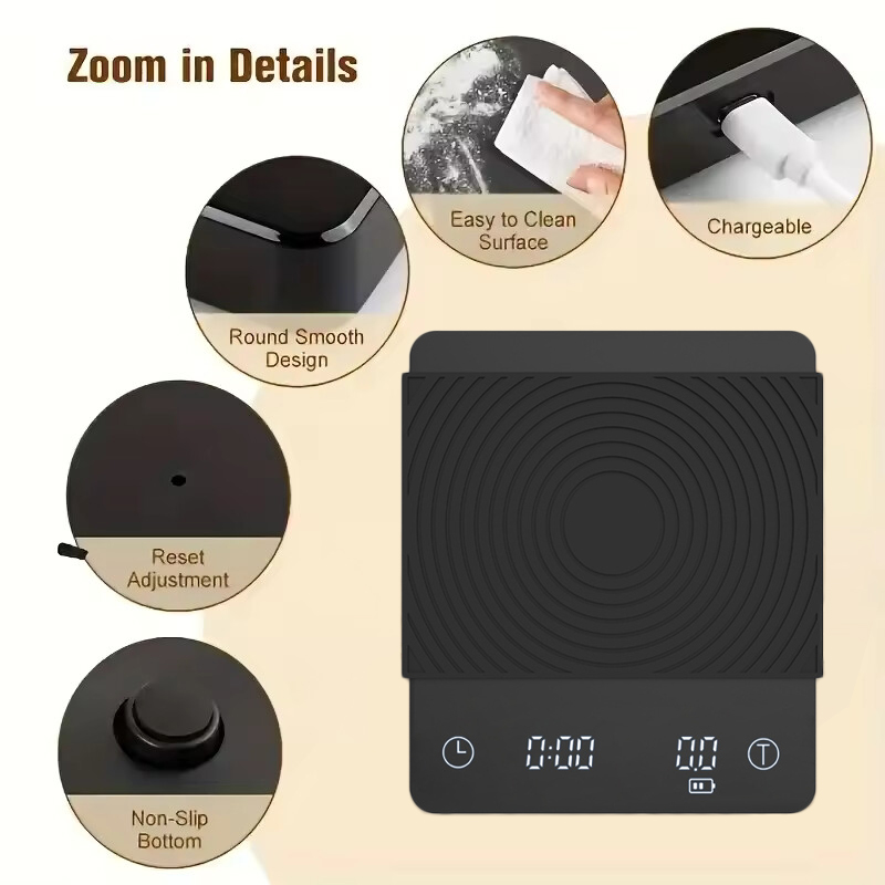 Coffee Bean Scale - Podstawowa waga do kawy przelewowej Black