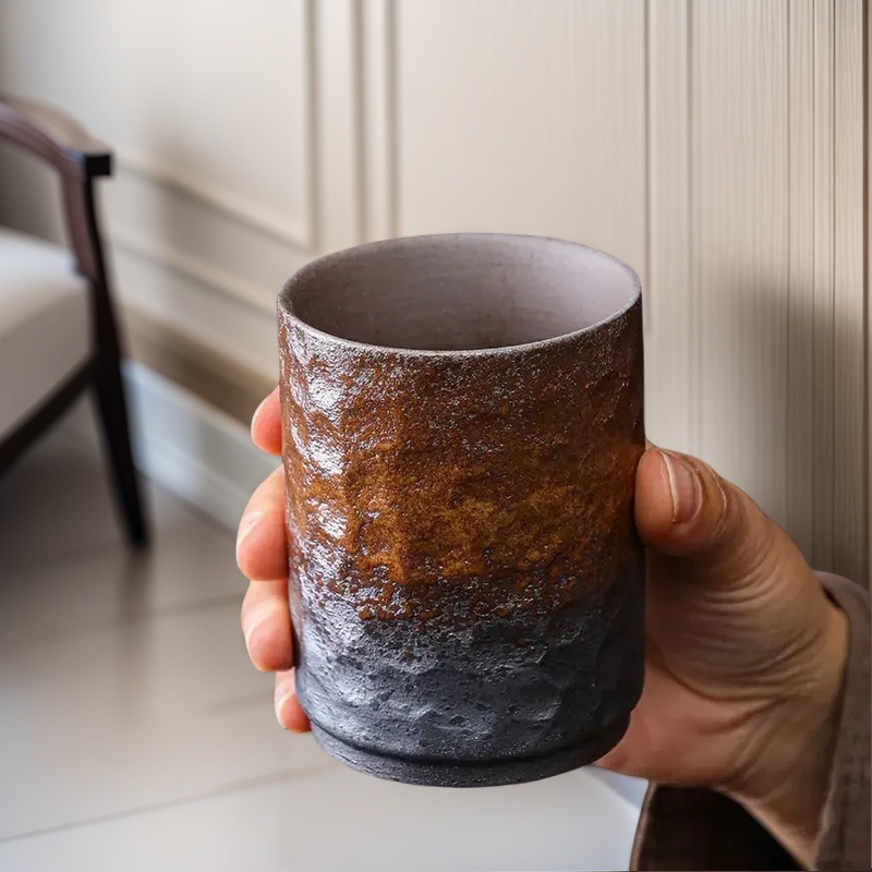 Coffee Tea In Chinese - Vintage ręcznie robiony chiński kubek kamionkowy